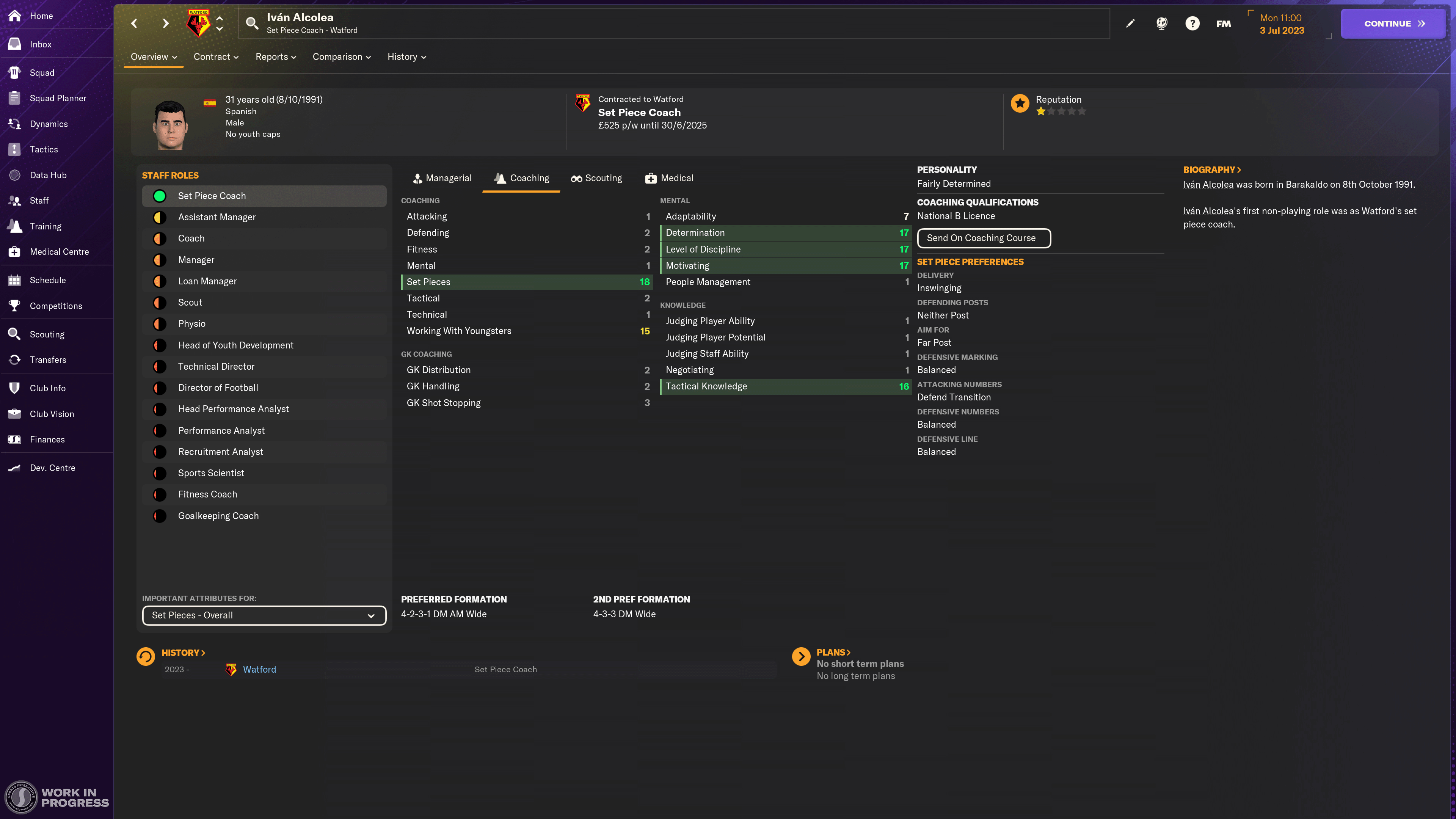 Set Piece Coach Profile